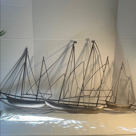 Silver Metal Sailboat Wall Art